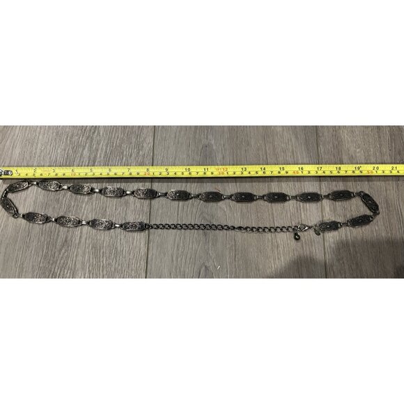 Women’s Silver-tone Adjustable Chain Belt Boho Statement Design Made In Korea - Picture 4 of 4